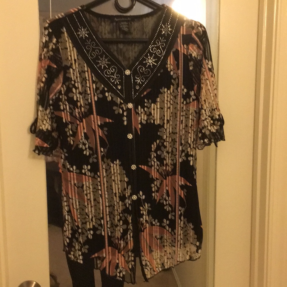 Ladies blouse bamboo cherry blossom pattern